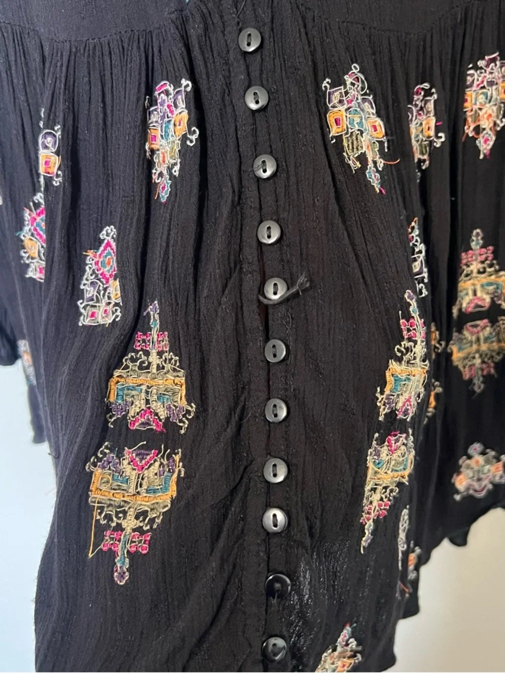 Free People Arianna Embroidered Blouson Tunic Multicolor Embroidery - Picture 9 of 11